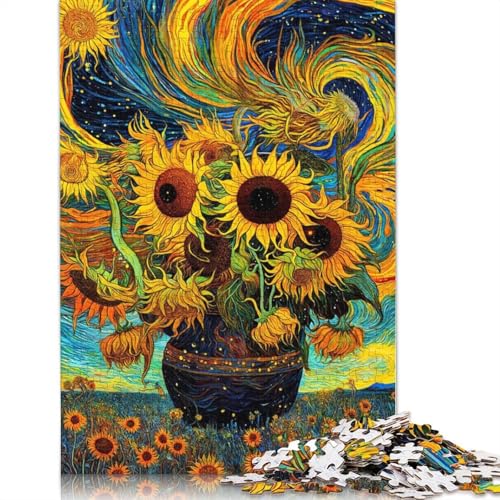 Bunte Sonnenblumen-Kunst-Puzzles für Erwachsene, Spielzeug, Lernspiel, schwierige Puzzles für Kinder ab 12 Jahren, 1000 Teile (75 x 50 cm) von POLIUAWS