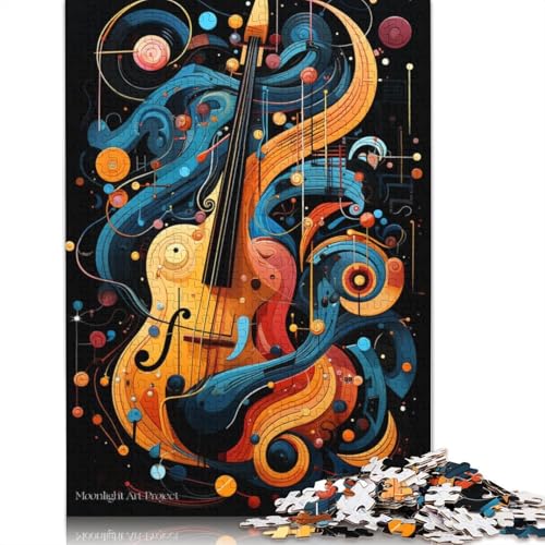 Bunte Violinenkunst, 1000-teiliges Puzzle für Erwachsene, 100 Prozent Recyclingpapier, schwierige Puzzles für Kinder, 1000 Stück (75 x 50 cm) von POLIUAWS