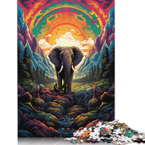 Bunter Elefant14 Puzzlespaß, Premium-Karton-Puzzle für Erwachsene, 1000 Teile (75 x 50 cm) von POLIUAWS