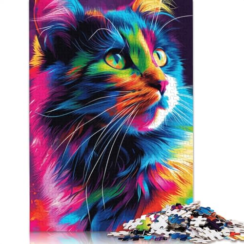 Buntes Comic-Katzen-Puzzle, Familienspaß, rechteckiges Papierpuzzle für Kinder und Erwachsene ab 12 Jahren, Geburtstagsgeschenk, 1000 Teile (75 x 50 cm) von POLIUAWS