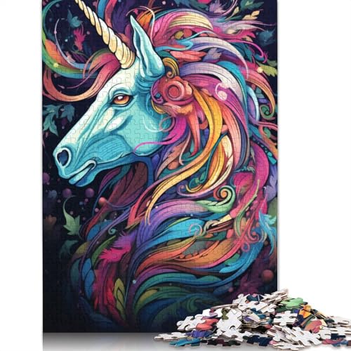 Buntes Einhorn-Puzzle, kreative Spiele, 100% recycelter Karton, Puzzle für Erwachsene, 1000 Teile (75 x 50 cm) von POLIUAWS