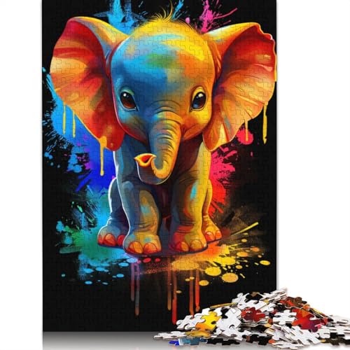 Buntes Elefantenbaby-Puzzle, 100% recycelter Karton, Puzzle für Jungen oder Mädchen, 1000 Teile (75 x 50 cm) von POLIUAWS