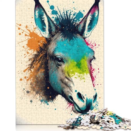 Buntes Eselskopf-Puzzle für Erwachsene, Premium-Puzzle aus 100% recyceltem Brett, schwierige Puzzles für Kinder ab 12 Jahren, 1000 Teile (75 x 50 cm) von POLIUAWS