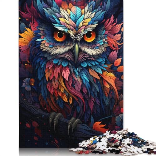 Buntes Eulen-Puzzle, Dekompressionsspielzeug, 100% recycelter Karton, Puzzle für Erwachsene, 1000 Teile (75 x 50 cm) von POLIUAWS