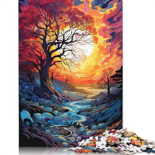 Buntes Fantasy-Malerei-Baum-Puzzle, 100% recycelter Karton, Puzzle für Jungen oder Mädchen, 1000 Teile (38 x 26 cm) von POLIUAWS