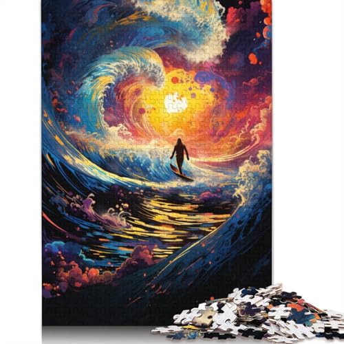 Buntes Fantasy-Puzzle mit Sonnenuntergangswellen, Familienspaß, 100% recycelter Karton, Puzzle für Kinder und Erwachsene ab 12 Jahren, 1000 Teile (75 x 50 cm) von POLIUAWS