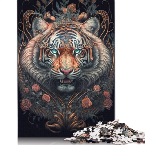 Buntes Fantasy-Tiger-Puzzle, 100% recycelter Karton, 100% recycelter Karton, Puzzle für Jungen oder Mädchen, 1000 Teile (38 x 26 cm) von POLIUAWS