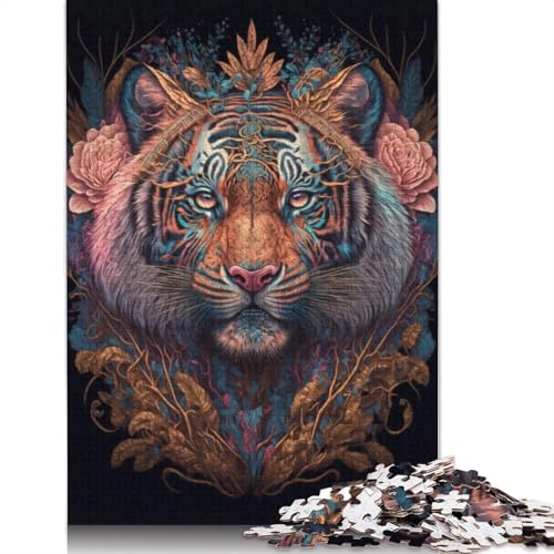 Buntes Fantasy-Tiger-Puzzle, Dekompressionsspielzeug, 100% recycelter Karton, Puzzle für Erwachsene, 1000 Teile (38 x 26 cm) von POLIUAWS