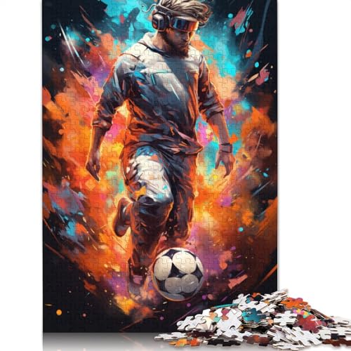 Buntes Fußballspieler-Puzzle, rechteckig, aus Pappe, 100% recyceltem Karton, Puzzle für Erwachsene, 1000 Teile (38 x 26 cm) von POLIUAWS