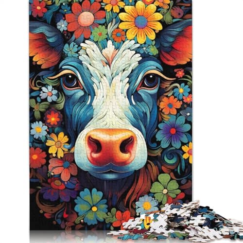 Buntes Kuh-Kunst-Puzzle, anpassbare Bilder, 100% recycelter Karton, Puzzle für Kinder und Erwachsene ab 12 Jahren, einzigartiges Geschenk, 1000 Teile (75 x 50 cm) von POLIUAWS