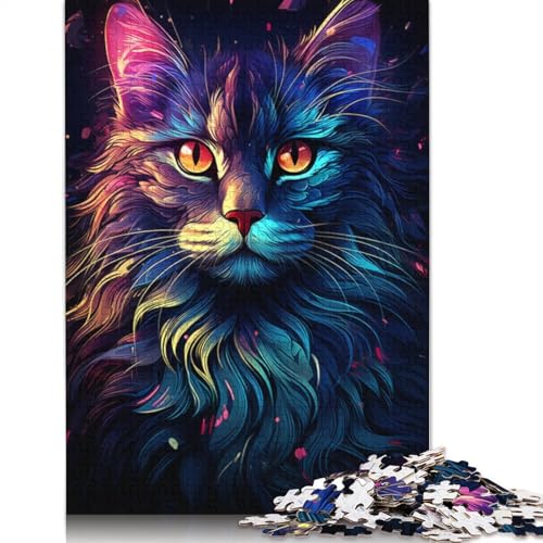 Buntes Kunst-Katzen-Puzzle, Lernspiele, Familienaktivitäten, Premium-Karton-Puzzle für Frauen und Männer, 1000 Teile (38 x 26 cm) von POLIUAWS