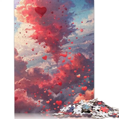 Buntes Liebeswolken-Puzzle, 100% recycelter Karton, 100% recycelter Karton, Puzzle für Jungen oder Mädchen, 1000 Teile (38 x 26 cm) von POLIUAWS