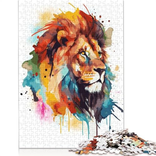 Buntes Löwenporträt-Puzzle mit 1000 Teilen, für Erwachsene, Lernspielzeug, Familienspiele, Festivals, Geburtstagsgeschenke, 1000 Teile (38 x 26 cm) von POLIUAWS
