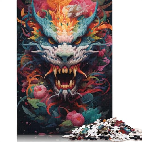 Buntes Puzzle mit fliegendem Drachen, Denksportaufgabe, 100% recycelter Karton, Puzzle für Kinder und Erwachsene ab 12 Jahren, 1000 Teile (75 x 50 cm) von POLIUAWS