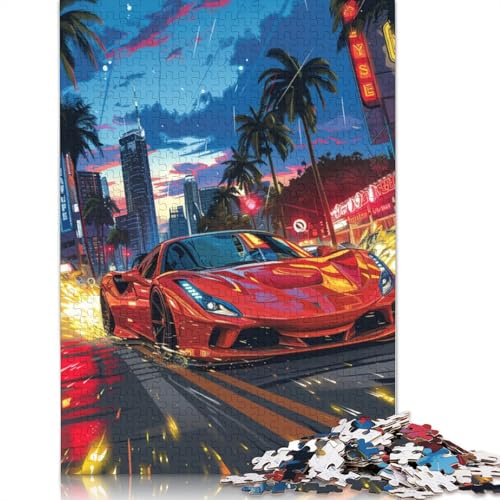 Buntes Sportwagen-Puzzle, 100% Recyclingkarton, 100% Recyclingkarton, Puzzle für Jungen oder Mädchen, 1000 Teile (38 x 26 cm) von POLIUAWS