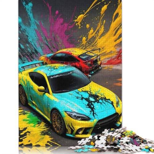 Buntes Sportwagen-Puzzle für Erwachsene, 1000 Teile, für Jugendliche, pädagogisches Spiel, Herausforderung, 1000 Teile (38 x 26 cm) von POLIUAWS