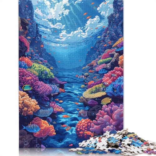 Buntes Unterwasserwelt-Puzzle, rechteckig, aus Pappe, 100% recyceltem Karton, Puzzle für Erwachsene, 1000 Teile (75 x 50 cm) von POLIUAWS