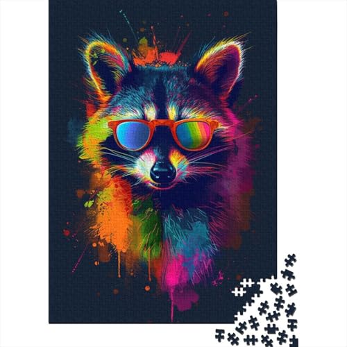 Buntes Waschbär-Puzzle, 1000 Teile, für Jugendliche, pädagogisches Spiel, Herausforderungsspielzeug, 1000 Teile (38 x 26 cm) von POLIUAWS