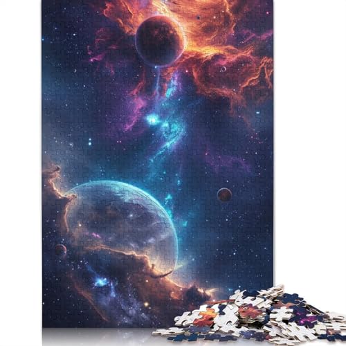 Buntes kosmisches Puzzle, Denksportaufgabe, 100% recycelter Karton, Puzzle für Kinder und Erwachsene ab 12 Jahren, 1000 Teile (75 x 50 cm) von POLIUAWS