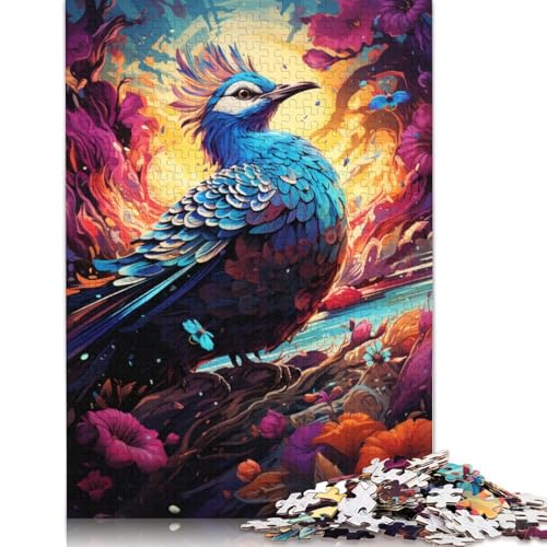 Buntes psychedelisches Bluebird-Puzzle, Denksportaufgabe, Premium-Karton-Puzzle für Kinder und Erwachsene ab 12 Jahren, 1000 Teile (38 x 26 cm) von POLIUAWS