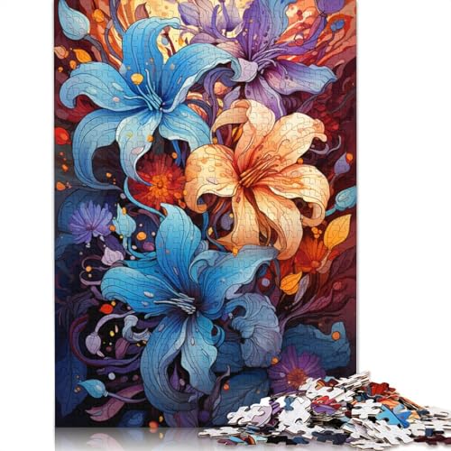 Buntes psychedelisches Blumenpuzzle, Familienspaß, rechteckiges Papierpuzzle für Jungen oder Mädchen, 1000 Teile (75 x 50 cm) von POLIUAWS