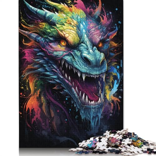Buntes psychedelisches Drachentier-Puzzle, 100% recycelter Karton, Puzzle für Jungen oder Mädchen, 1000 Teile (38 x 26 cm) von POLIUAWS
