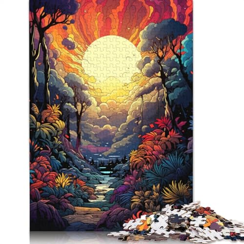 Buntes psychedelisches Dschungel-Puzzle, Familienspaß, rechteckiges Papierpuzzle für Kinder und Erwachsene ab 12 Jahren, Geburtstagsgeschenk, 1000 Teile (38 x 26 cm) von POLIUAWS