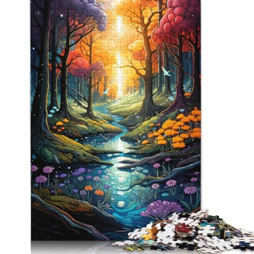 Buntes psychedelisches Fantasy-Wald-Puzzle, Premium-Puzzle aus 100% recyceltem Karton, 100% recycelter Pappe, für Kinder und Erwachsene, (75 x 50 cm) von POLIUAWS