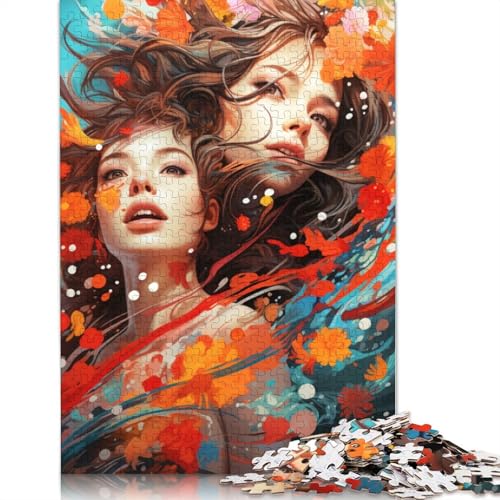 Buntes psychedelisches Frauen-Puzzle, Familienspaß, rechteckiges Papierpuzzle für Kinder und Erwachsene ab 12 Jahren, Geburtstagsgeschenk, 1000 Teile (75 x 50 cm) von POLIUAWS