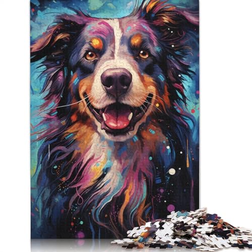 Buntes psychedelisches Galaxie-Schäferhund-Puzzle, Familienspaß, rechteckiges Papierpuzzle für Kinder und Erwachsene, Geburtstagsgeschenk, 1000 Teile (75 x 50 cm) von POLIUAWS