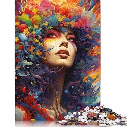 Buntes psychedelisches Göttinnen-Puzzle, schwierige Herausforderung, 100% recycelter Karton, Puzzle für Kinder und Erwachsene, 1000 Teile (75 x 50 cm) von POLIUAWS