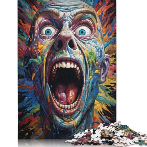 Buntes psychedelisches Monster-Puzzle, Entspannungs-Herausforderung, Spielzeug, rechteckiges Papier-Puzzle für Jungen oder Mädchen, 1000 Teile (38 x 26 cm) von POLIUAWS