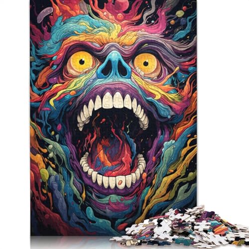 Buntes psychedelisches Monster-Puzzle, herausfordernd und knifflig, Premium-Karton-Puzzle für Erwachsene, 1000 Teile (38 x 26 cm) von POLIUAWS