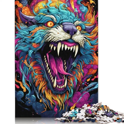 Buntes psychedelisches Monster-Puzzle, rechteckig, aus Pappe, 100% recyceltem Karton, Puzzle für Erwachsene und Kinder, (75 x 50 cm) von POLIUAWS