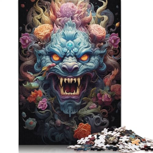 Buntes psychedelisches Monsterkönig-Puzzle, einzigartige Heimdekoration, 100% recycelter Karton, Puzzle für Erwachsene, 1000 Teile (38 x 26 cm) von POLIUAWS