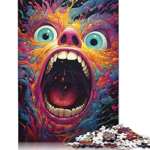 Buntes psychedelisches Puzzle mit bösen Monstern, anpassbare Bilder, 100% recycelter Karton, Puzzle für Kinder und Erwachsene, einzigartiges Geschenk, 1000 Teile (38 x 26 cm) von POLIUAWS