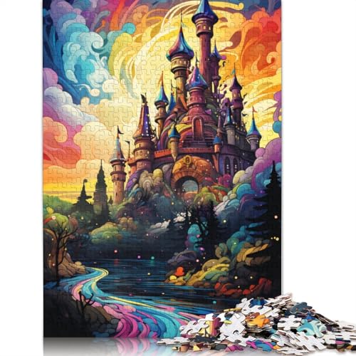 Buntes psychedelisches Schloss-Puzzle, Familienspaß, rechteckiges Papierpuzzle für Kinder und Erwachsene ab 12 Jahren, Geburtstagsgeschenk, 1000 Teile (75 x 50 cm) von POLIUAWS