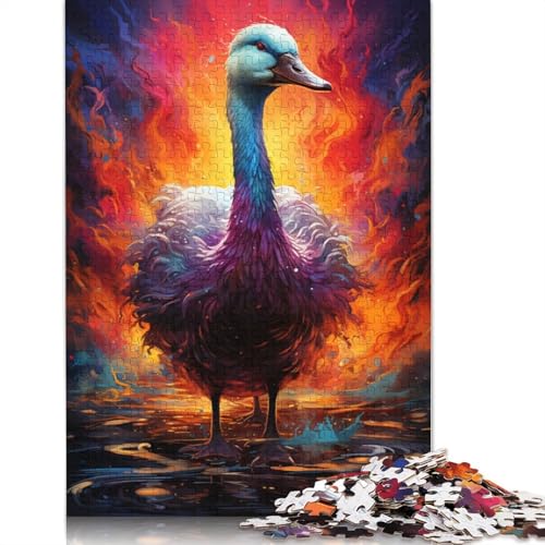 Buntes psychedelisches Schwanen-Puzzle, Dekompressionsspielzeug, 100% recycelter Karton, Puzzle für Erwachsene, 1000 Teile (75 x 50 cm) von POLIUAWS