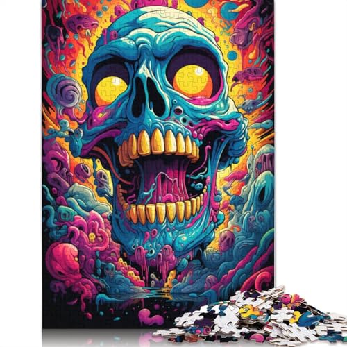 Buntes psychedelisches Totenkopf-Monster-Puzzle, Denksportaufgabe, 100% recycelter Karton, Puzzle für Kinder und Erwachsene, 1000 Teile (38 x 26 cm) von POLIUAWS