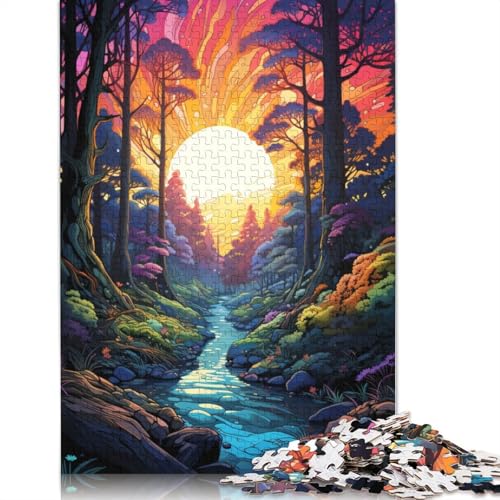 Buntes psychedelisches Wald-Puzzle, Denksportaufgabe, Premium-Karton-Puzzle für Kinder und Erwachsene ab 12 Jahren, 1000 Teile (38 x 26 cm) von POLIUAWS