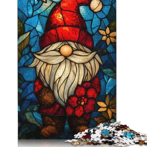 Buntglas-Gnom, 1000-teiliges Puzzle für Erwachsene, Spielzeug, Denkspiel, Lernspiel für Erwachsene, Stressabbau, Heimdekoration, 1000 Stück (75 x 50 cm) von POLIUAWS