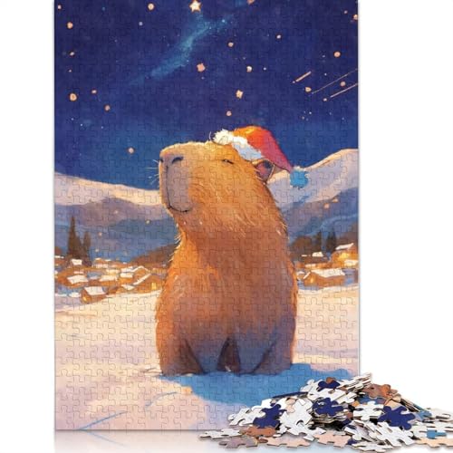 Capybara-Puzzle für Erwachsene, Weihnachtsmann im Winterwunderland, Premium-Puzzle aus 100% recyceltem Brett, Problemlösungspuzzles für Erwachsene und Kinder, 1000 Teile (75 x 50 cm) von POLIUAWS