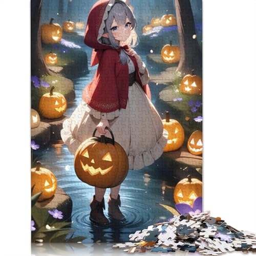 Cartoon-Mädchen-Halloween-Puzzle, 1000 Teile, Holzpuzzle für Erwachsene und Jugendliche, Familienspiel, Weihnachtsgeschenke, 1000 Teile (75 x 50 cm) von POLIUAWS