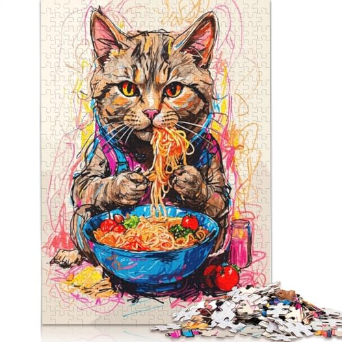 Cat Ramen Japan 1000-teiliges Puzzle für Erwachsene | Familienspaß-Puzzles für Erwachsene, Geschenke, Denkspiele, 1000 Teile (38 x 26 cm) von POLIUAWS