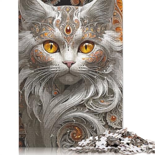 Cat White Fantasy 1000-teiliges Puzzle, Familienspaß für Erwachsene und herausforderndes Spiel, Spiele zum Stressabbau und einzigartige Geschenke, 1000 Teile (75 x 50 cm) von POLIUAWS