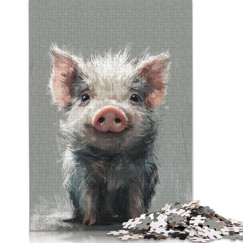 Charming Piglet Art Puzzle 1000-teilige Schwer Puzzle Spielzeug Lernspiel Impossible Herausforderungsspielzeug Für Erwachsene Und Kinder Ab 14 Jahren 1000pcs (75x50cm) von POLIUAWS