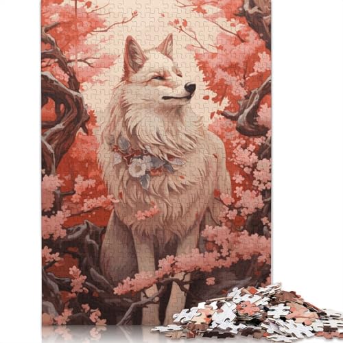 Cherry Blossom Wolf Puzzles 1000 Teile Schwer Puzzle Spielzeug Lernspiel Impossible Herausforderung Spielzeug Für Erwachsene Und Kinder in Bewährter 1000pcs (75x50cm) von POLIUAWS
