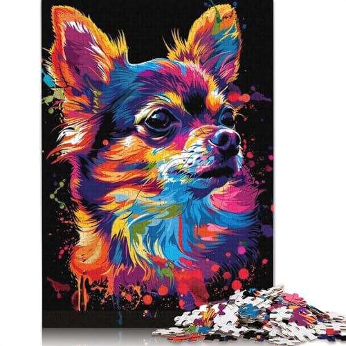 Chihuahua DJ Neon 1000-teiliges Puzzle ab 18 Jahren. Lernspiele für Erwachsene, Puzzles für Frauen, für Kinder ab 12 Jahren, 1000 Teile (75 x 50 cm) von POLIUAWS