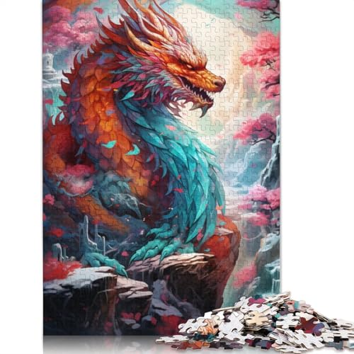 Chinesische Drachen-Puzzles für Erwachsene, 1000 herausfordernde und knifflige ungewöhnliche Puzzles für Kinder ab 12 Jahren, 1000 Teile (75 x 50 cm) von POLIUAWS