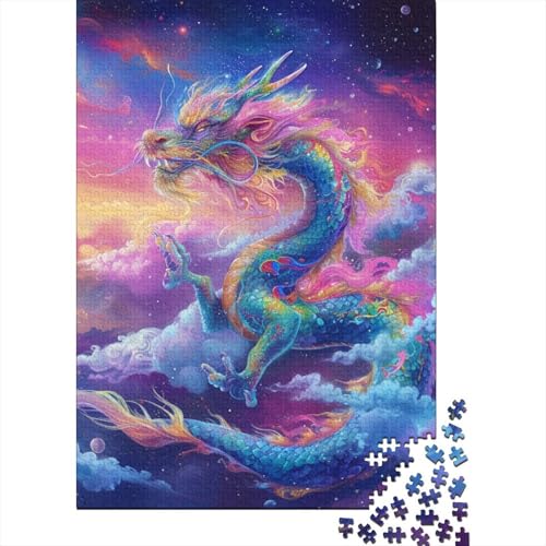 Chinesisches Drachenpuzzle für Erwachsene, 1000 Teile, Holzpuzzle für Erwachsene und Jugendliche, ab 12 Jahren, 1000 Teile (75 x 50 cm) von POLIUAWS